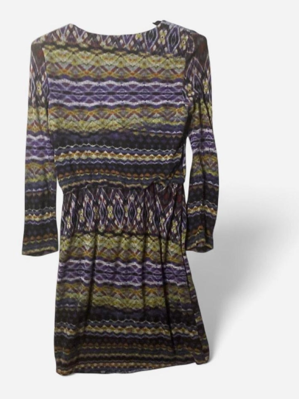 R&M Richards Olive, Purple and Black Patterned Long Sleeve Dress - Picture 2 of 9